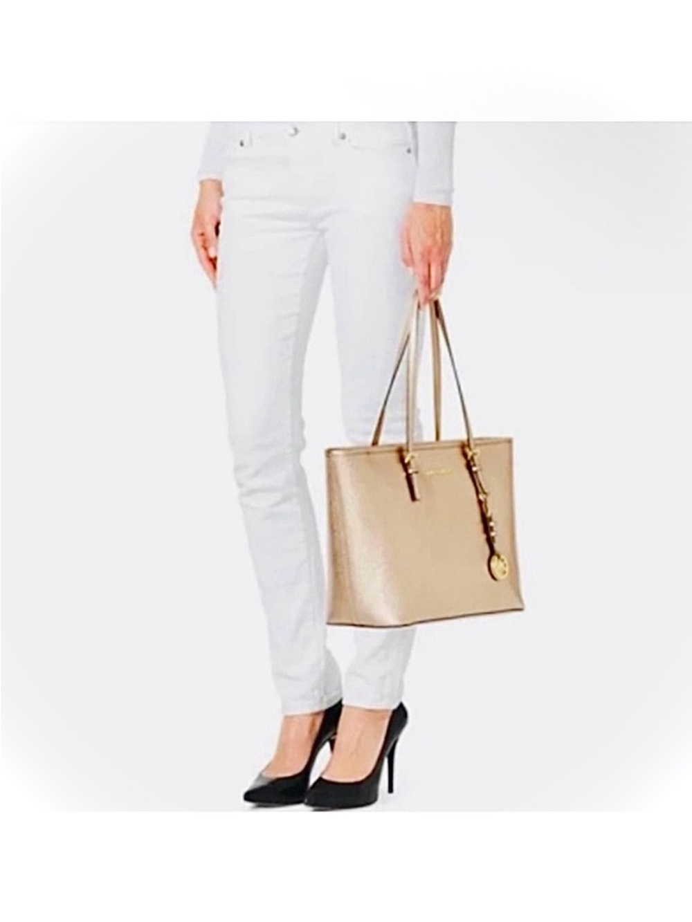 Michael Kors Jet Set Travel MD Top Zip Multifunction Function Saffiano Leather